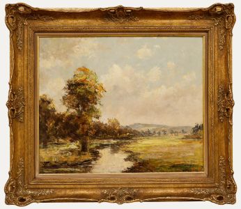 Framed Mid 20th Century Oil - Autumn by the River