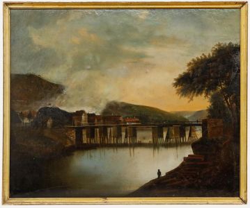 19th Century Oil - View of the Rhine