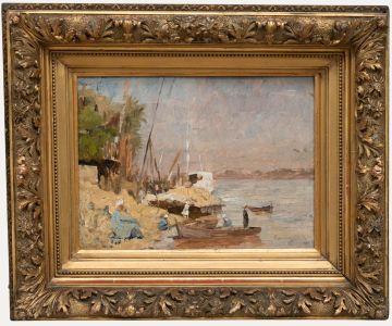 Fernand Scribe - Late 19th Century Oil, Sitting by the Water