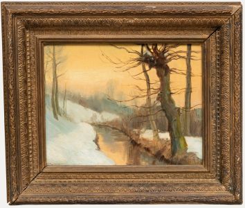 Gerardus Johannes Roermeester - Early 20th Century Oil, Winter Sunset