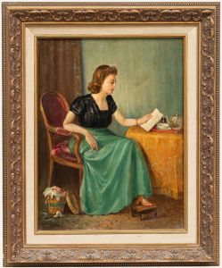 Pieter J. A. Wagemans - Framed Mid 20th Century Oil, A Letter with Tea