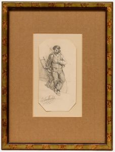 1842 Graphite Drawing - Study of a Worker