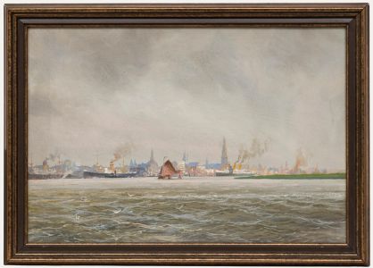 Adolf Bock - Framed Early 20th Century Gouache, View of Antwerp