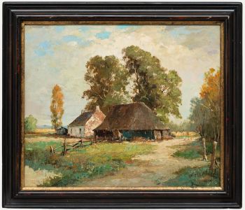 J. Clement - Framed Mid 20th Century Oil, A Rural Farmstead