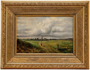 Framed Late 19th Century Oil - Past the Milestone
