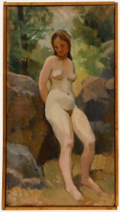 Framed Mid 20th Century Oil - Standing in Nature