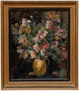 Jacques Buchholz - Framed Mid 20th Century Oil, Still Life of Garden Daisies