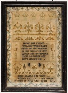 Mary Goddard - Early 19th Century Embroidery, George III Sampler with Flowers