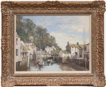 Cornish School 20th Century Oil - Polperro Harbour