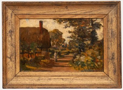 J. A. T - Framed Early 20th Century Oil, Cottage in Cropthorne