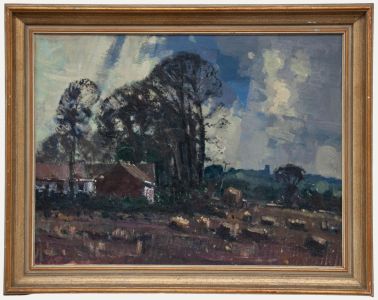 Geoffrey Chatten - 20th Century Oil, Bradwell Looking Over to Belton Church