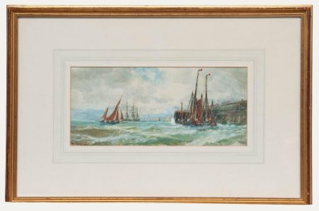 Thomas Bush Hardy - 1889 Watercolour, Boulogne Harbour