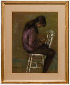 Ruth Sylvia Leibman - 1960 Pastel, A Good Book