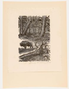 Eugene Pichell - 1959 Wood Engraving, In the Wilderness