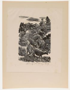 Eugene Pichell - 1959 Wood Engraving, The Return from the Pasturage
