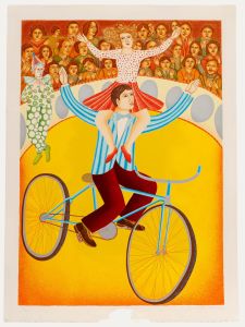 John August Swanson - American 20th Century Serigraph, Circus Bicyclist