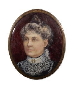 Early 20th Century Watercolour - Miniature Portrait Of A Stern Woman