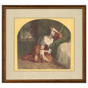 19th Century Watercolour - The Letter