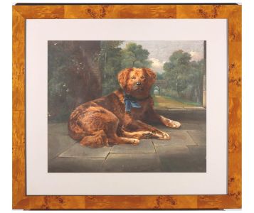 Late 19th Century Oil - Golden St Bernard In The Garden