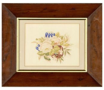 Early 19th Century Watercolour - Roses and Bluebells