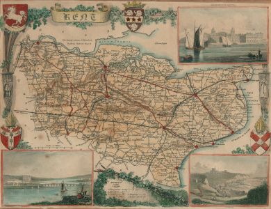 19th Century Map of Kent - Hand Coloured Engraving