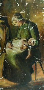 19th Century Oil of Mother and Baby - For Restoration