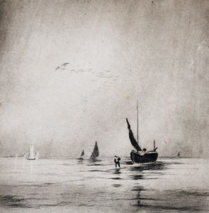Early 19th Century Etching, Boats at Sea