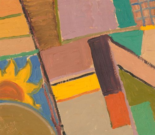 Kanwaldeep Singh Kang (1964-2007) - 20th Century Oil, Sunflower In The Window