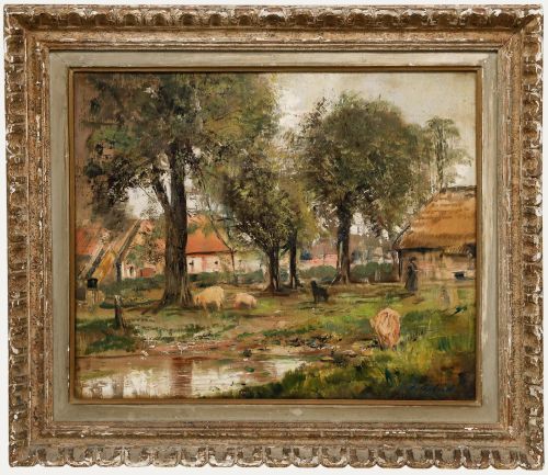 Jean Justin Gabriel - Framed Early 20th Century Oil, In Normandy