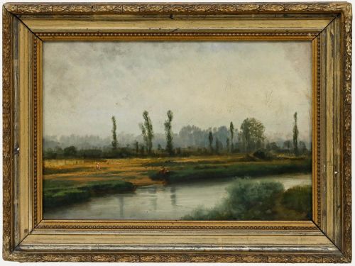 Impressionist 19th Century Oil - Sitting on the Bank