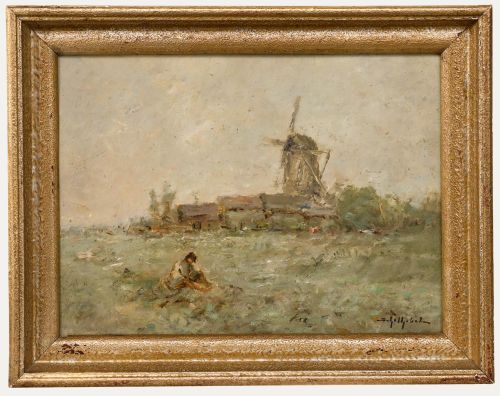 Josef Helmut Schilhabel (1896-1970) - Dutch School Oil, Meadow by the Mill