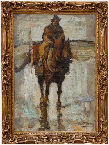 Albert Crahay - Early 20th Century Oil, The Rider