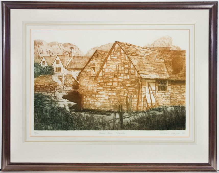 Michael Chaplin RE (b.1943) - 20th Century Aquatint, Manor Farm, Taynton