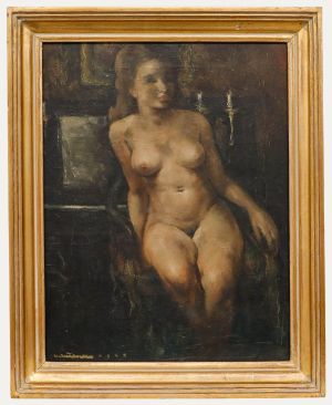 Framed 1945 Oil - Nude Joanna