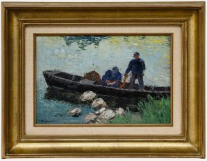 T. Benjamin - Framed Mid 20th Century Oil, The Fishing Trip
