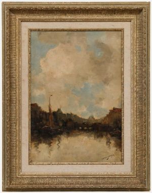 Dirk Jansen (1878-1952) - Early 20th Century Oil, Dutch Quay