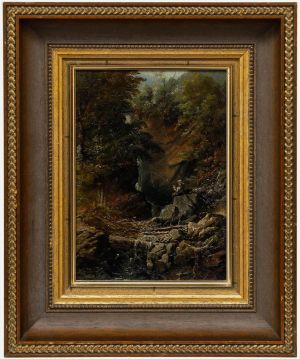 Louise Mennel - Framed 1881 Oil, Waterfall in the Primau