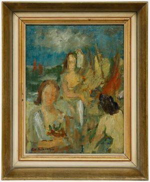 Tedd Derichs-Hilgers (b.1904)- Framed Early 20th Century Oil, Women at the Beach