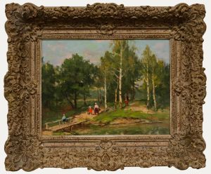 Framed Mid 20th Century Oil - Over the Bridge