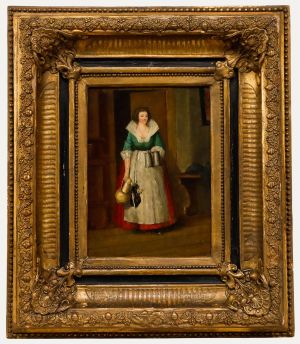 Framed 19th Century Oil - The Landlady