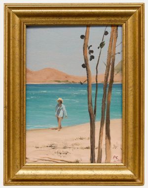 Paul Gunn (b.1934) - Framed 20th Century Oil, Shoreline Stroll