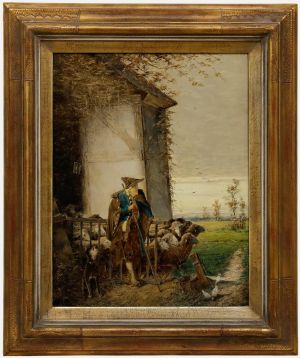 Fritz Beinke (1842-1907) - Late 19th Century Oil, Departure of the Shepherd