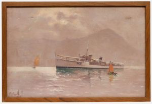 Thomas G. Purvis (1861-1933) - 1930 Oil, HMS Sterling off Hong Kong