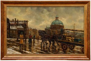 Early 20th Century Oil - View of the Ronde Lutherse Kerk