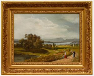 Rudolf Point - Framed 20th Century Oil, Holiday Stroll