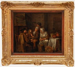 Framed 19th Century Oil - Gathered Before Supper