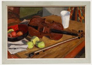 Herdis Gelardi - Mid 20th Century Oil, Still Life with Violin