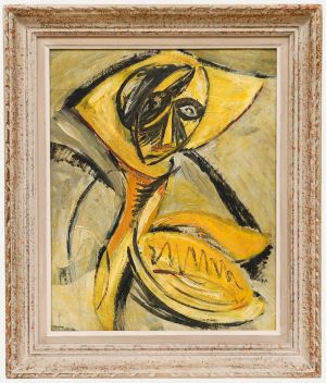 Framed Mid 20th Century Oil - Fractured Figure