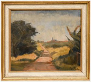 Mid 20th Century Oil - Footpath to the Village