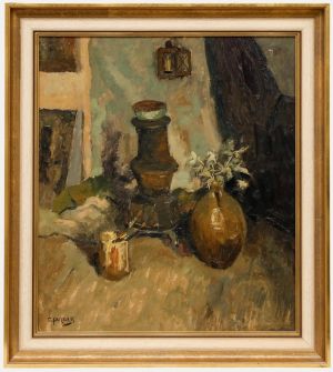 Christiaan Gerrit Polder - Mid 20th Century Oil, Still Life with Paint Brushes